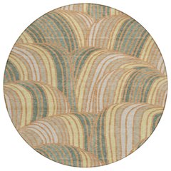 Machine Washable Indoor/Outdoor Chantille ACN2546 Orange 8' x 8' Round Rug