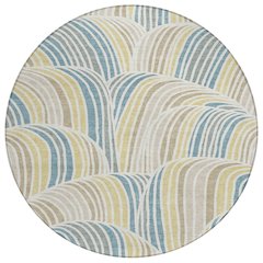 Machine Washable Indoor/Outdoor Chantille ACN2546 Ivory 8' x 8' Round Rug