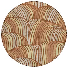 Machine Washable Indoor/Outdoor Chantille ACN2546 Orange 8' x 8' Round Rug