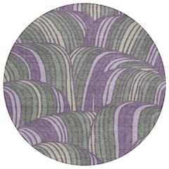 Machine Washable Indoor/Outdoor Chantille ACN2546 Purple 8' x 8' Round Rug