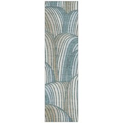 Machine Washable Indoor/Outdoor Chantille ACN2546 Teal 2'3" x 7'6" Runner Rug