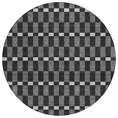 Machine Washable Indoor/Outdoor Chantille ACN2547 Black 8' x 8' Round Rug