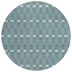 Machine Washable Indoor/Outdoor Chantille ACN2547 Teal 8' x 8' Round Rug