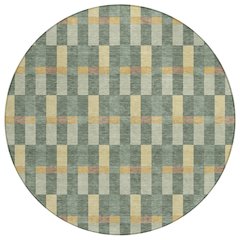 Machine Washable Indoor/Outdoor Chantille ACN2548 Green 8' x 8' Round Rug