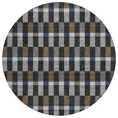 Machine Washable Indoor/Outdoor Chantille ACN2548 Black 8' x 8' Round Rug
