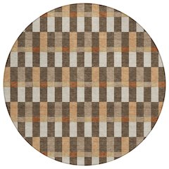 Machine Washable Indoor/Outdoor Chantille ACN2548 Brown 8' x 8' Round Rug