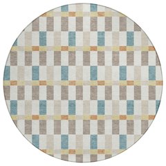 Machine Washable Indoor/Outdoor Chantille ACN2548 Ivory 8' x 8' Round Rug