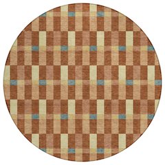 Machine Washable Indoor/Outdoor Chantille ACN2548 Orange 8' x 8' Round Rug