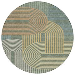 Machine Washable Indoor/Outdoor Chantille ACN2549 Green 8' x 8' Round Rug