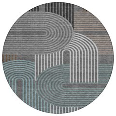 Machine Washable Indoor/Outdoor Chantille ACN2549 Gray 8' x 8' Round Rug