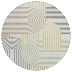 Machine Washable Indoor/Outdoor Chantille ACN2549 Ivory 8' x 8' Round Rug