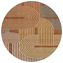 Machine Washable Indoor/Outdoor Chantille ACN2549 Orange 8' x 8' Round Rug