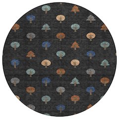 Machine Washable Indoor/Outdoor Chantille ACN2550 Black 8' x 8' Round Rug