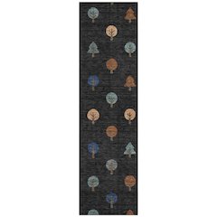 Machine Washable Indoor/Outdoor Chantille ACN2550 Black 2'3" x 7'6" Runner Rug