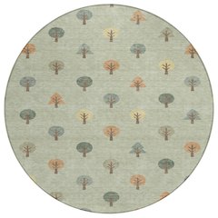 Machine Washable Indoor/Outdoor Chantille ACN2550 Green 8' x 8' Round Rug