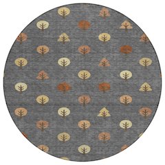 Machine Washable Indoor/Outdoor Chantille ACN2550 Gray 8' x 8' Round Rug