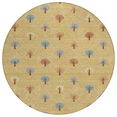 Machine Washable Indoor/Outdoor Chantille ACN2550 Gold 8' x 8' Round Rug