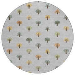 Machine Washable Indoor/Outdoor Chantille ACN2550 Gray 8' x 8' Round Rug