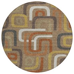 Machine Washable Indoor/Outdoor Chantille ACN2551 Brown 8' x 8' Round Rug