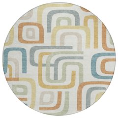 Machine Washable Indoor/Outdoor Chantille ACN2551 Ivory 8' x 8' Round Rug