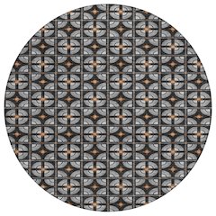 Machine Washable Indoor/Outdoor Chantille ACN2552 Black 8' x 8' Round Rug