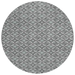 Machine Washable Indoor/Outdoor Chantille ACN2552 Gray 8' x 8' Round Rug