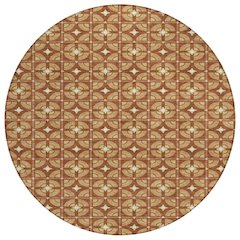 Machine Washable Indoor/Outdoor Chantille ACN2552 Orange 8' x 8' Round Rug