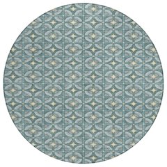 Machine Washable Indoor/Outdoor Chantille ACN2552 Teal 8' x 8' Round Rug
