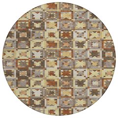 Machine Washable Indoor/Outdoor Chantille ACN2553 Brown 8' x 8' Round Rug