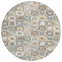 Machine Washable Indoor/Outdoor Chantille ACN2553 Ivory 8' x 8' Round Rug