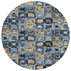 Machine Washable Indoor/Outdoor Chantille ACN2553 Blue 8' x 8' Round Rug