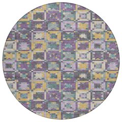 Machine Washable Indoor/Outdoor Chantille ACN2553 Purple 8' x 8' Round Rug