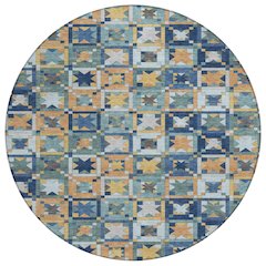 Machine Washable Indoor/Outdoor Chantille ACN2553 Teal 8' x 8' Round Rug