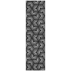 Machine Washable Indoor/Outdoor Chantille ACN2554 Black 2'3" x 7'6" Runner Rug
