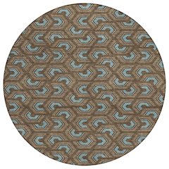 Machine Washable Indoor/Outdoor Chantille ACN2554 Brown 8' x 8' Round Rug