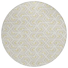 Machine Washable Indoor/Outdoor Chantille ACN2554 Ivory 8' x 8' Round Rug