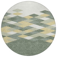 Machine Washable Indoor/Outdoor Chantille ACN2555 Green 8' x 8' Round Rug
