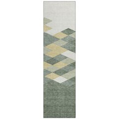 Machine Washable Indoor/Outdoor Chantille ACN2555 Green 2'3" x 7'6" Runner Rug