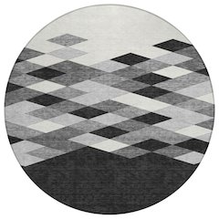 Machine Washable Indoor/Outdoor Chantille ACN2555 Black 8' x 8' Round Rug