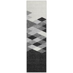 Machine Washable Indoor/Outdoor Chantille ACN2555 Black 2'3" x 7'6" Runner Rug