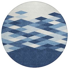 Machine Washable Indoor/Outdoor Chantille ACN2555 Blue 8' x 8' Round Rug