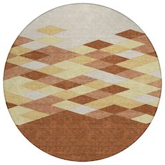 Machine Washable Indoor/Outdoor Chantille ACN2555 Orange 8' x 8' Round Rug