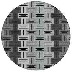 Machine Washable Indoor/Outdoor Chantille ACN2556 Black 8' x 8' Round Rug
