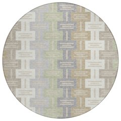 Machine Washable Indoor/Outdoor Chantille ACN2556 Ivory 8' x 8' Round Rug
