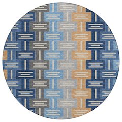 Machine Washable Indoor/Outdoor Chantille ACN2556 Blue 8' x 8' Round Rug