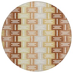 Machine Washable Indoor/Outdoor Chantille ACN2556 Orange 8' x 8' Round Rug
