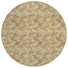 Machine Washable Indoor/Outdoor Chantille ACN2557 Gold 8' x 8' Round Rug