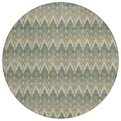 Machine Washable Indoor/Outdoor Chantille ACN2558 Green 8' x 8' Round Rug