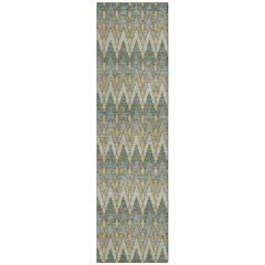 Machine Washable Indoor/Outdoor Chantille ACN2558 Green 2'3" x 7'6" Runner Rug