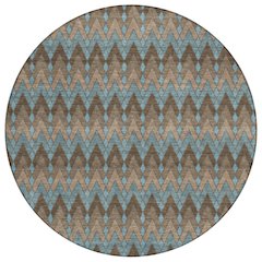 Machine Washable Indoor/Outdoor Chantille ACN2558 Brown 8' x 8' Round Rug